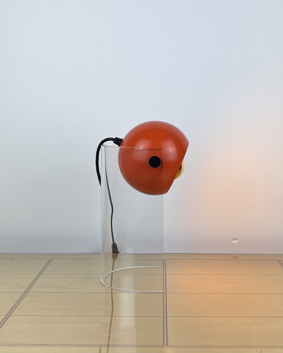 Image 1 of Vintage Eyeball Lamp 1970s Space Age Sputnik design 70s Orange Spot Light with Acrylic Stand Mid Century Modern Industrial