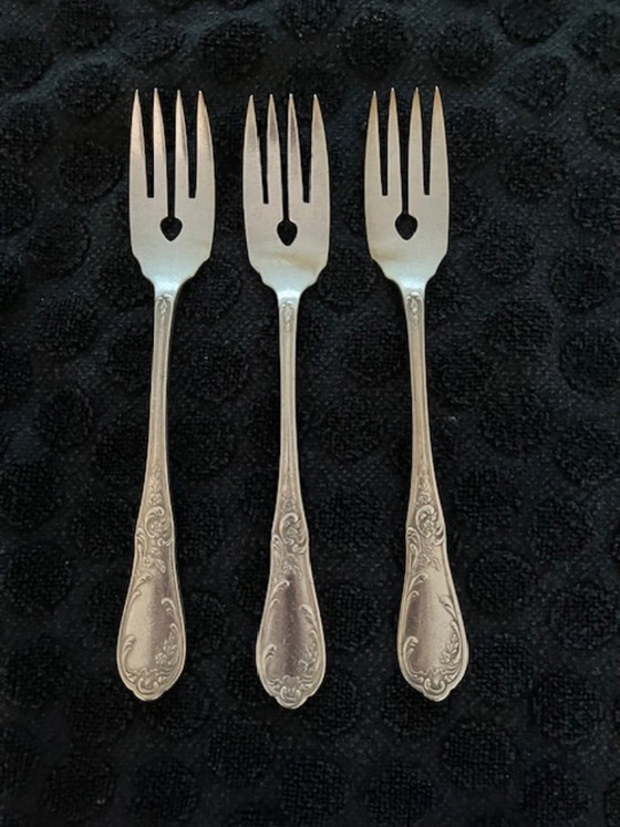 Image 1 of 6 juegos de cubiertos de pescado bañados en plata