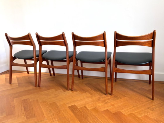 Magnificent set of 4 Danish Erik Buck model 301 chairs – Christiansen Mobelfabrik, Dining chairs, Wood (photo 2 of 19)