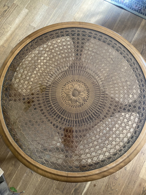 Image 1 of Beautiful Chippendale table with Viennese caning and glass top, round