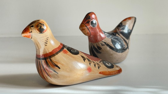 Image 1 of Couple Bird Ceramic Handmade Mexico Vintage