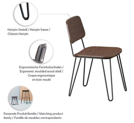 Image 1 of 8 sillas Go In Yago (madera de arce con estructura de acero con recubrimiento de polvo negro)