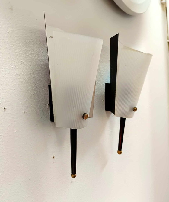 Image 1 of 2X Wall Lights 1960 Jacques Biny In Perpex