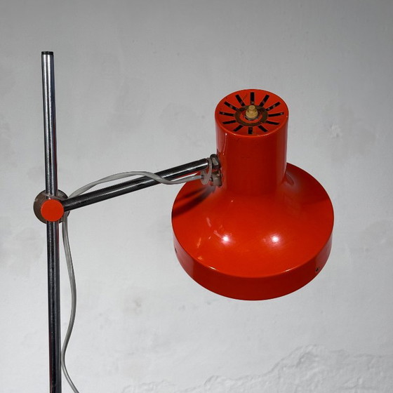 Josef Hurka Oranje Dubbelschalige Vloerlamp, jaren 60 – Vloerlampen, Chrome (photo 6 of 10)