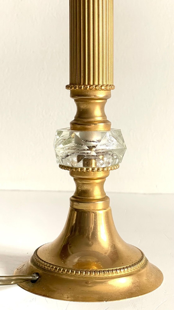 Image 1 of Vintage lamp van verguld metaal en kristal