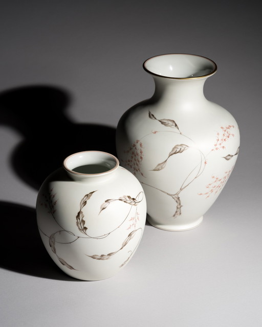 Rosenthal Fritz von Stockmayer Vase Duo Silky Glaze Hand-painted Signature 2WW 