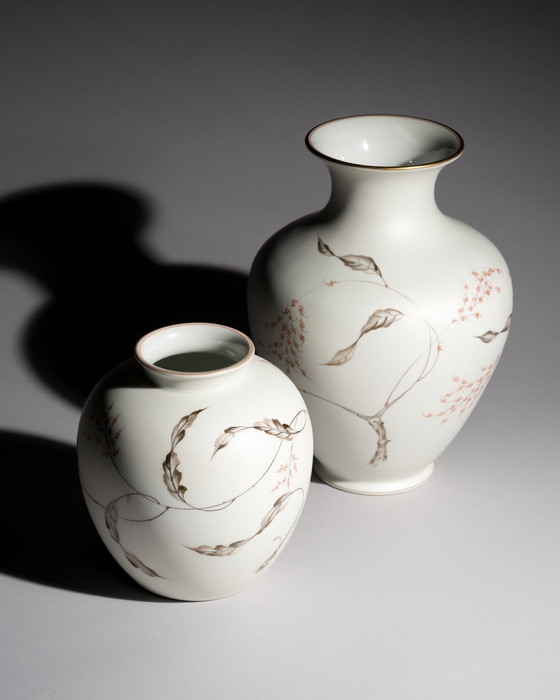 Image 1 of Rosenthal Fritz von Stockmayer Vase Duo Seidenglasur Handbemalt Signatur 2WW