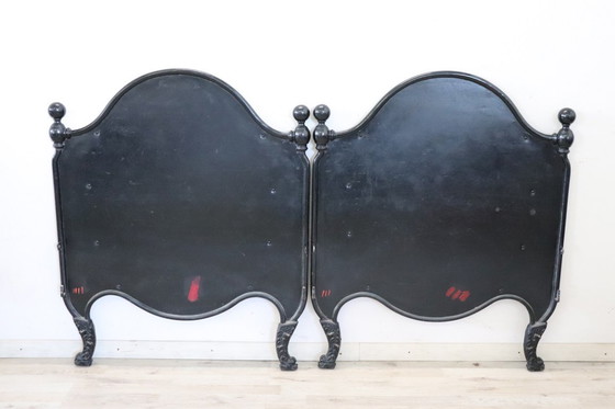 Image 1 of Set of 2 Single Beds in Iron, Art Nouveau Early 20th Century