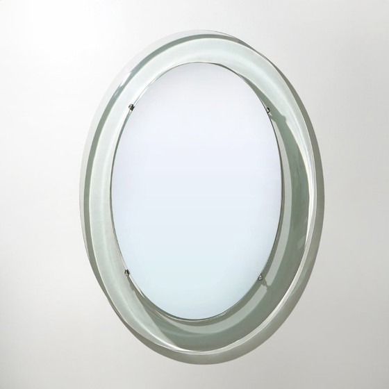 Image 1 of Espejo de pared con marco de cristal curvado de Metalvetro, década de 1970.