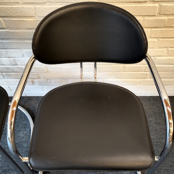 Set Van Twee Effezeta Sledestoelen – Eetkamerstoelen, Chrome, Metal (photo 7 of 12)