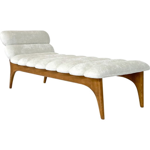 Divano letto vintage in legno e tessuto, Italia