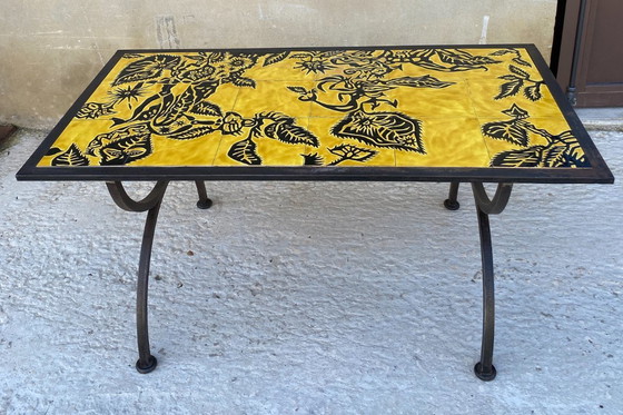 Image 1 of Jean Lurçat a Saint-Vincent, tavolino da caffè in ferro battuto, 1950