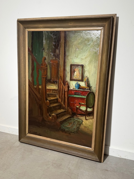 Richard Leutenez - Oil on Canvas - Interior with Staircase – Paintings & Drawings (photo 4 of 7)