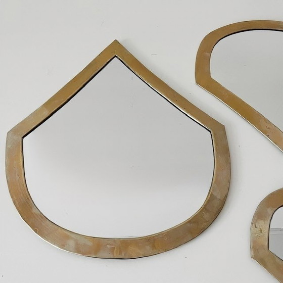 Image 1 of Set di specchi a goccia in ottone marocchino a forma di goccia di pioggia