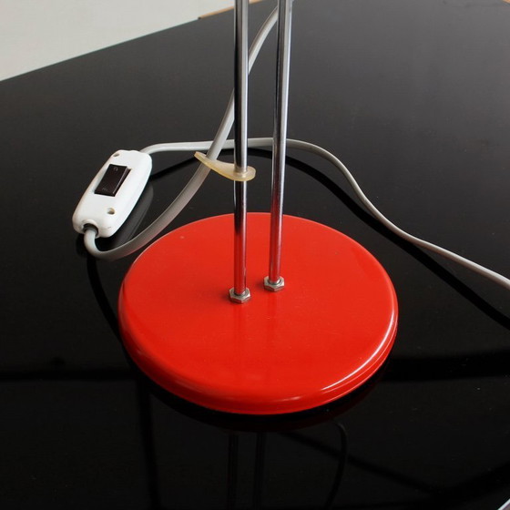 Image 1 of Lampe de table rouge Josef Hůrka, Lidokov, éclairage moderniste tchécoslovaque des années 1970