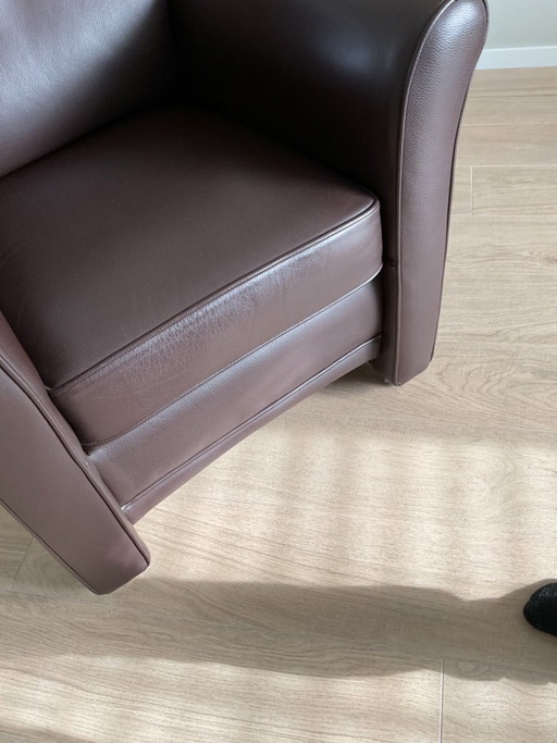 Canapé en cuir 2,5 places, 2 fauteuils en cuir