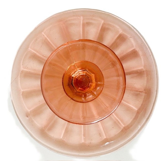 Image 1 of Art Deco Tortenständer Rosa Glas Verrerie de Scailmont 1930er Jahre
