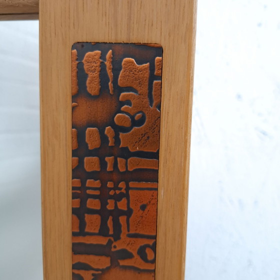 Vintage brutalist mirror wood with worked copper 1960s, Brown (photo 6 of 7)