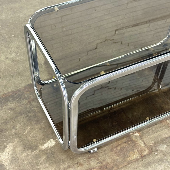 Image 1 of Space Age Coffee Table With Chrome And Smoke Glass