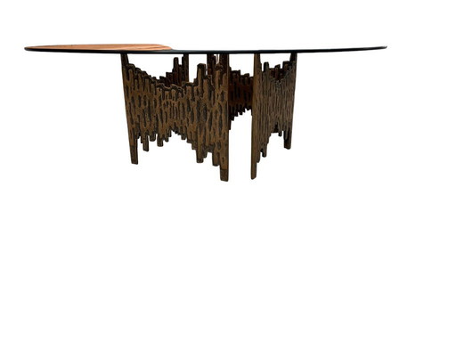 Tavolino da caffè brutalista in bronzo