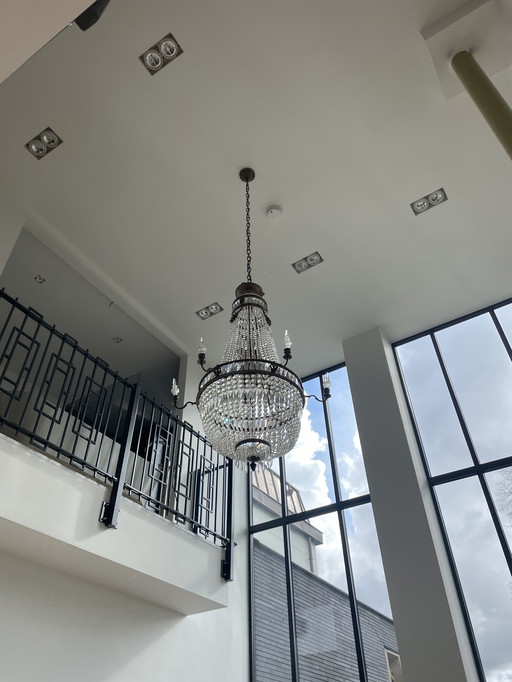 Lampadario a sacco di sacca di perle molto grande