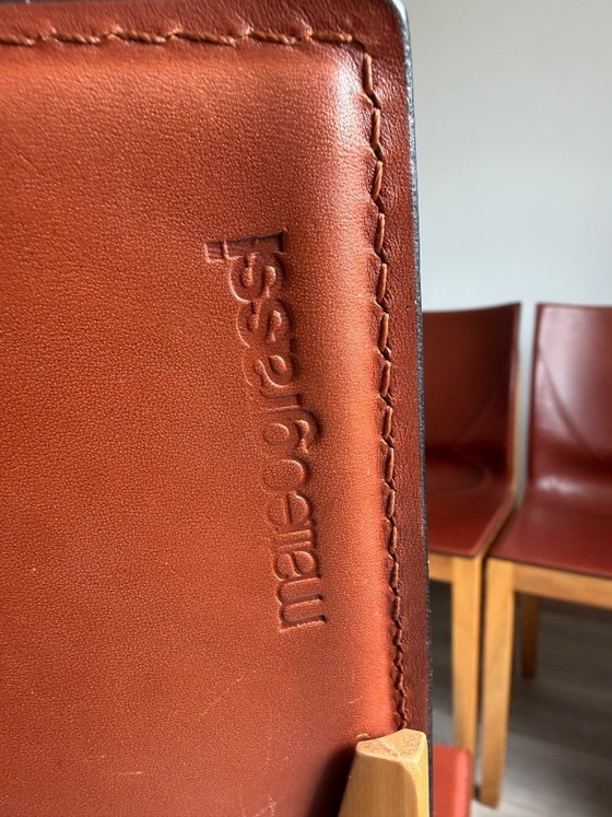 Image 1 of Original Matteo Grassi designer chairs in rare cognac leather – set of 8 in