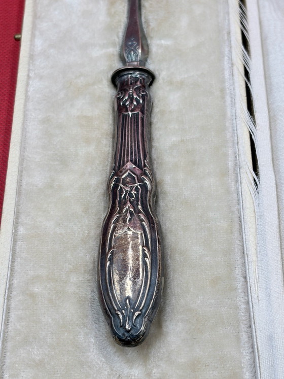 Silver-plated Cake Server 30cm Art Nouveau Openwork Box, Table accessories, Textile, Creme (photo 3 of 10)