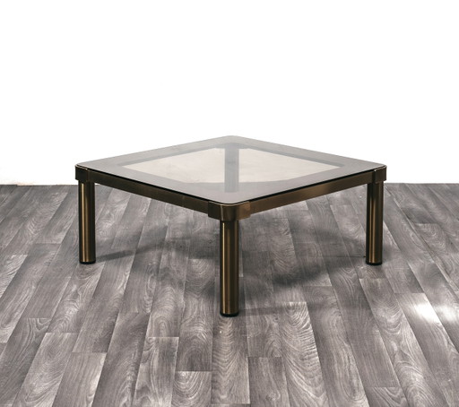 Vintage Low Coffee Table in Brass, Hollywood Regency, 1970s