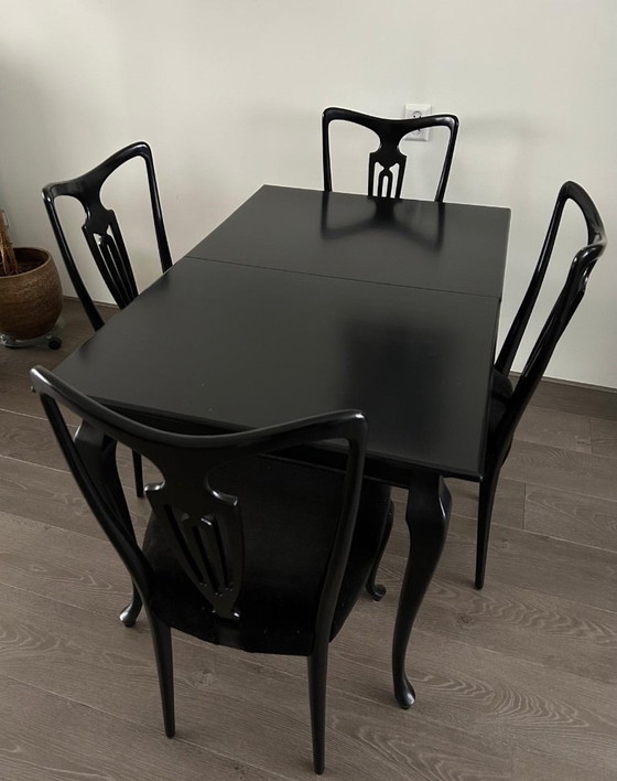 Image 1 of Set da pranzo Queen Ann, tavolo da pranzo estensibile con 4 sedie