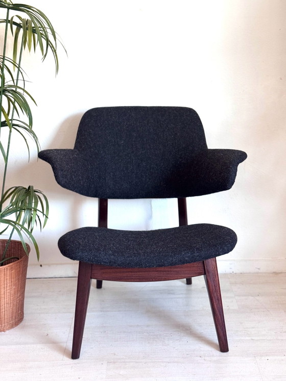 Vintage Penguin Armchair Louis van Teeffelen 1960, Wood, Wool, Brown (photo 6 of 10)