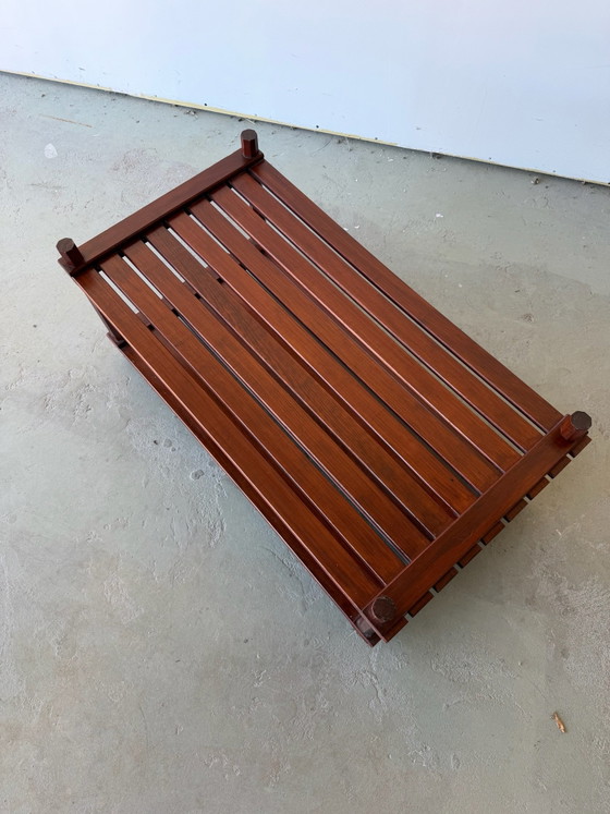 Slatted pine coffee table Scandinavian design vintage 70s, Wood, Brown (photo 4 of 12)