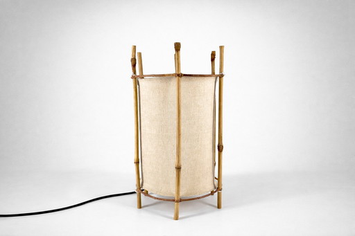 Vintage bamboo table lamp – French Mid-Century – in the style of Louis Sognot
