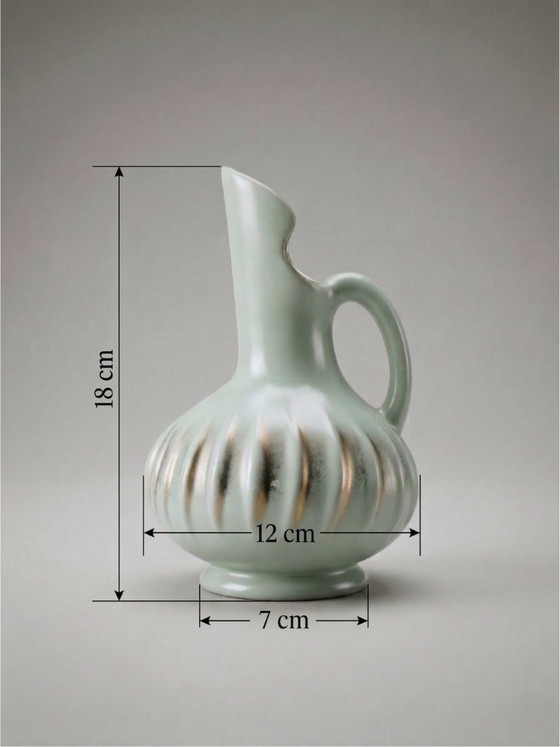 Image 1 of B. Letalle Saint-Clément ceramic vase – model 9002 – iridescent celadon green – 1950s/60s – 18 cm