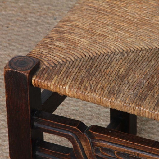 Chaise paillée en bois massif, travail français, 1940