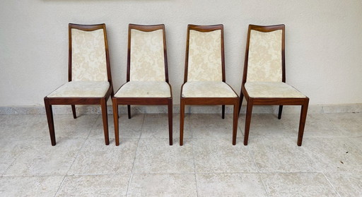 Set de 4 chaises de salle à manger vintage en teck et tissu par G-Plan, 1960