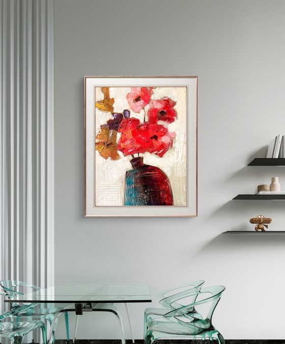 Image 1 of Abstract flowers in vase