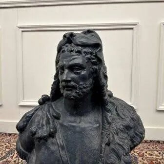 Bust of Hercules by Lucas Faydherbe, Sculpture, Porcelain, Ceramic, Black, Chesterfield (photo 7 of 10)
