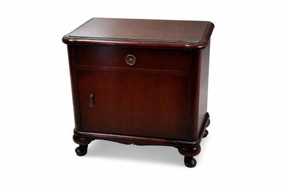 Image 1 of Tavolino laterale laccato vintage con piano in vetro