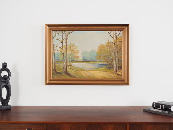 Image 1 of Peinture "Deux bouleaux près de l'étang", design scandinave, années 1970