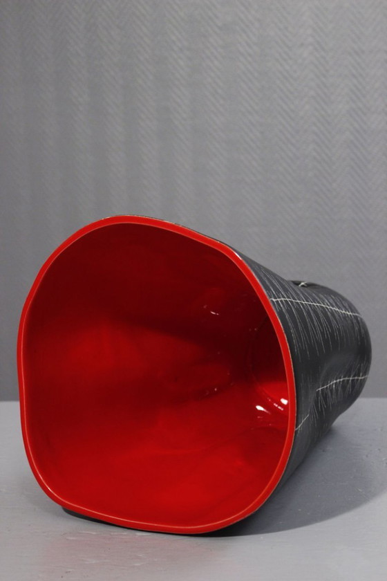 Image 1 of 34 cm Jean de Lespinasse - Large vase no. 308, scarified decoration, Nice, France, 1950s