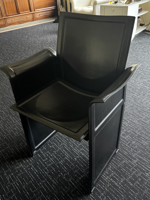 Chaise originale Matteo Grassi „Korium KM1“ en cuir sellier par Tito Agnoli – Postmoderne