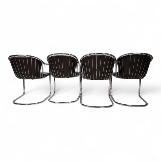 Image 1 of Set of 4 chrome dining chairs by Gastone Rinaldi for Thema, 1970