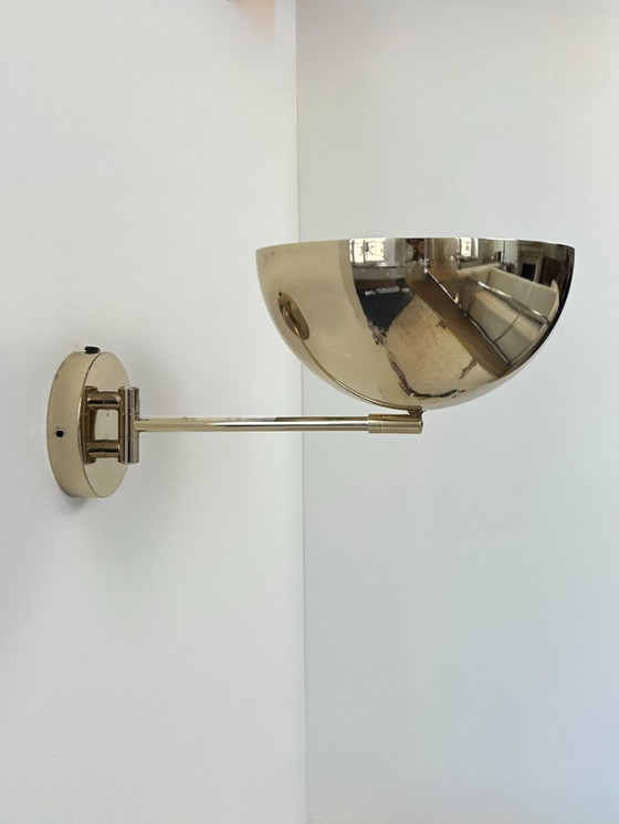Image 1 of Vintage verstelbare wandlamp, gepatineerd messing, Frankrijk, 1970