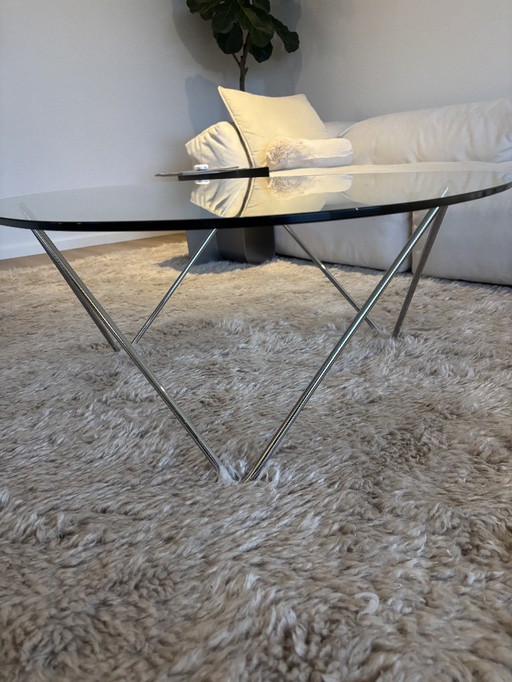 Gubi Pedrera glass coffee table, chrome