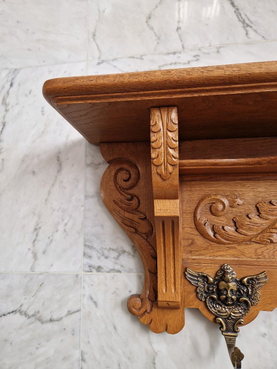 Image 1 of Porte-manteau mural vintage en bois, style français