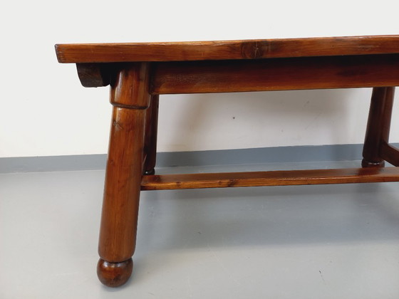 Image 1 of Brutalist rectangular dining table by Georges Robert in dark pine wood from the 1950s/60s