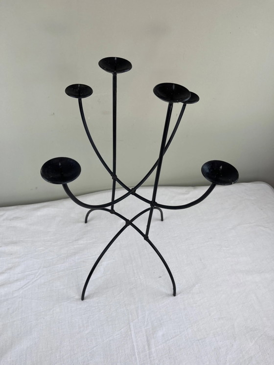 Sculpturale kroonluchter van smeedijzer – Kandelaars en kaarsen, Iron, Bauhaus (photo 8 of 15)