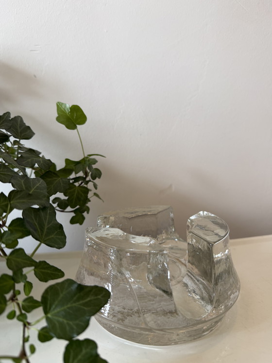 Image 1 of Brutalist thick glass tealight holder 1970s