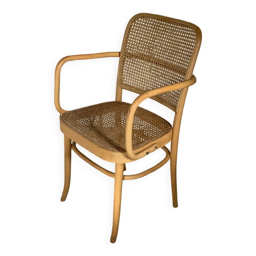 Vintage Hofmann rieten fauteuil – Thonet, eetkamerstoelen, Wicker, Wood