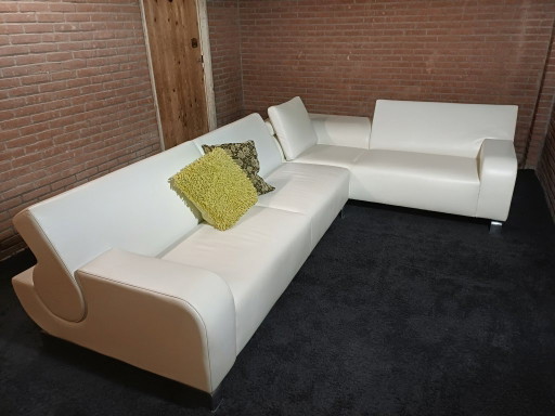 Designer Corner Sofa Leolux B-Flat (White Leather) Incl. Coffee Table – 3 5 zitsbanken (photo 2 of 7)
